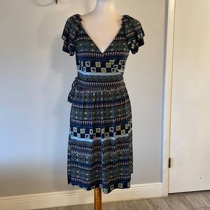 [BCBGeneration] Colorful Pattern Wrap Dress - Size Medium